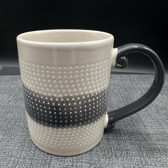 Spectrum Designz Other - Spectrum Designz Coffee Mug Gray Handle Dot Stripe Classic Neutral Textured